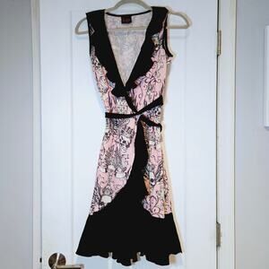 Folter Skull Print Ruffle Wrap Dress